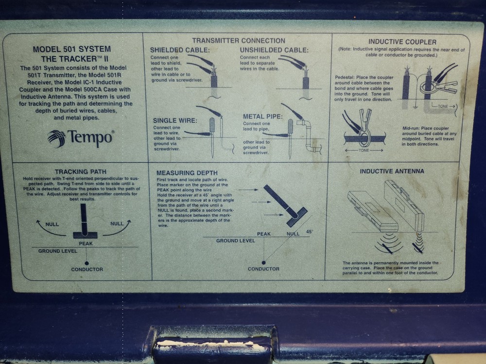 Tempo Model 501 Tracker II Underground Cable Locating System