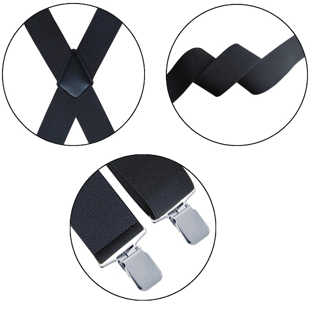 Adjustable Elastic Men's Shoulder Strap Clip Men's Suspender Polyester 2"
