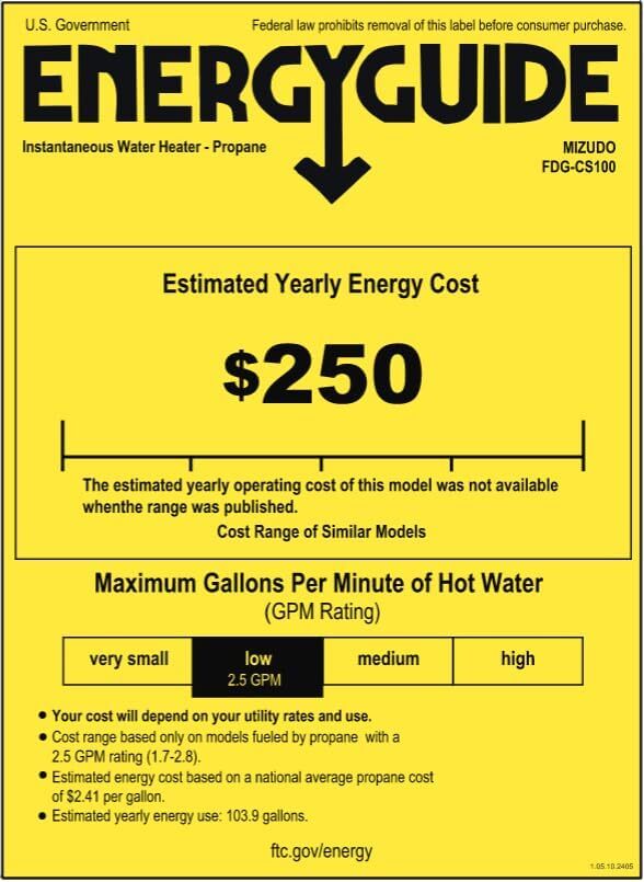 MIZUDO 4.3 GPM Tankless Water Heater On-Demand 100000 BTU Indoor Propane - USED