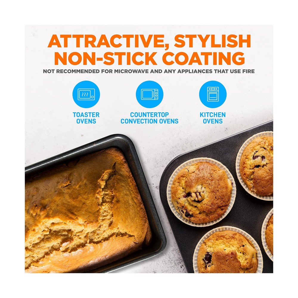NutriChef 8-Piece Nonstick Stackable Bakeware Set - PFOA, PFOS, PTFE Free Bak...