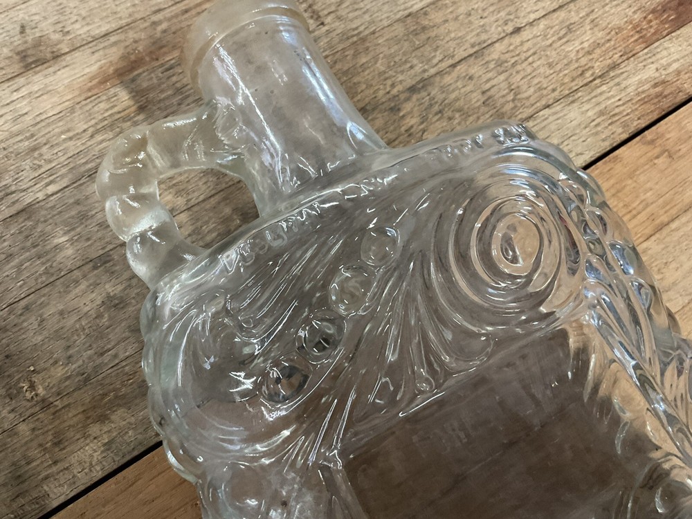 Vintage Etched Glass Liquor Bottle With Handle