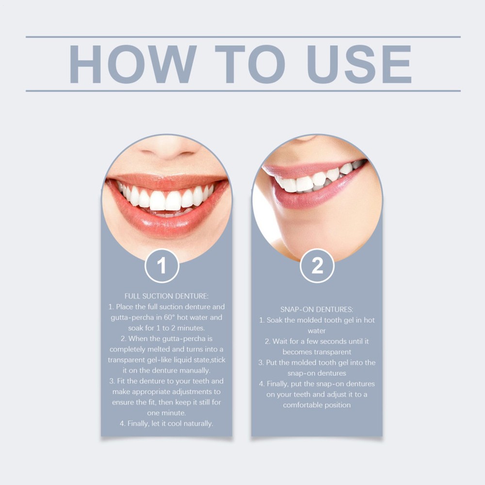 Easy Denture Top and Bottom Denture Solution Improve Smile Denture Full Set