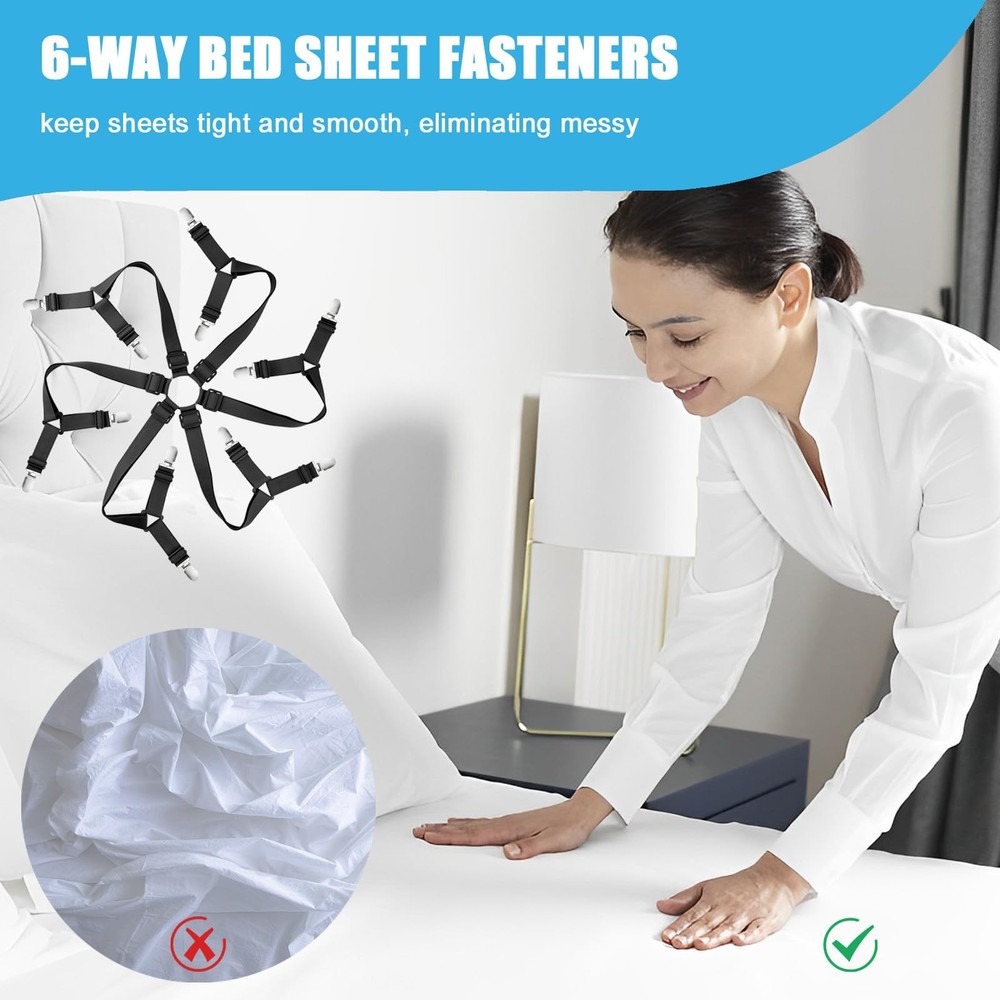 Adjustable Elastic Fitted Sheet Straps Tablecloth Clips Bed Suspender Fasteners