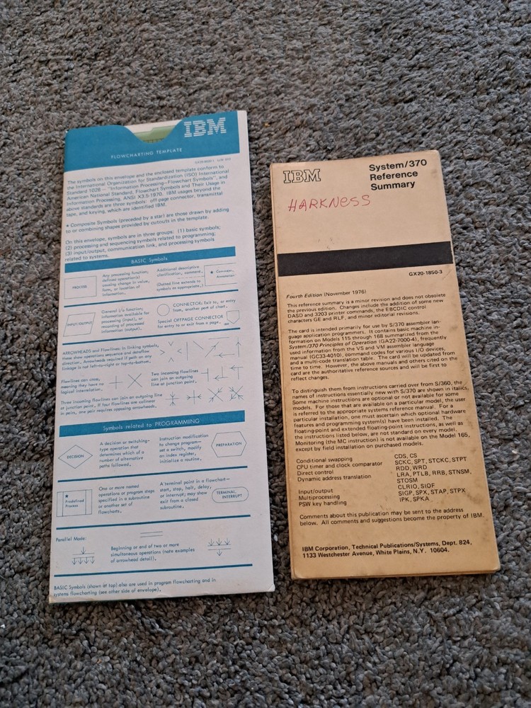 IBM System 370 Reference Summary + Flowcharting Template