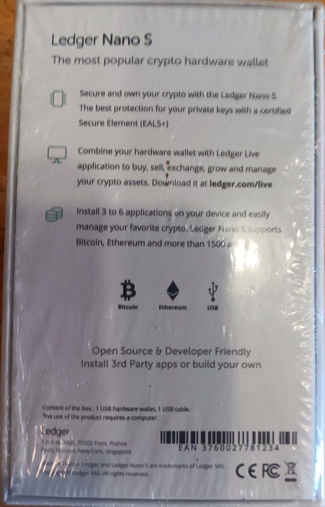 Ledger Nano S - Cryptocurrency Hardware Wallet - Bitcoin
