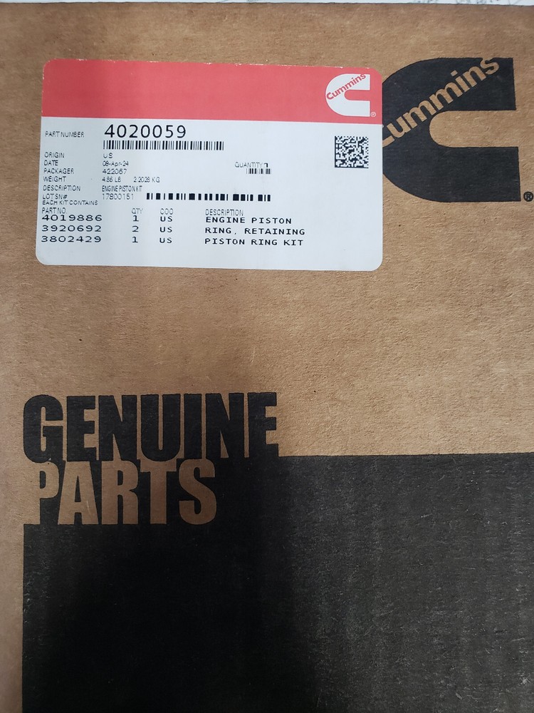 Cummins piston kit part #4020059