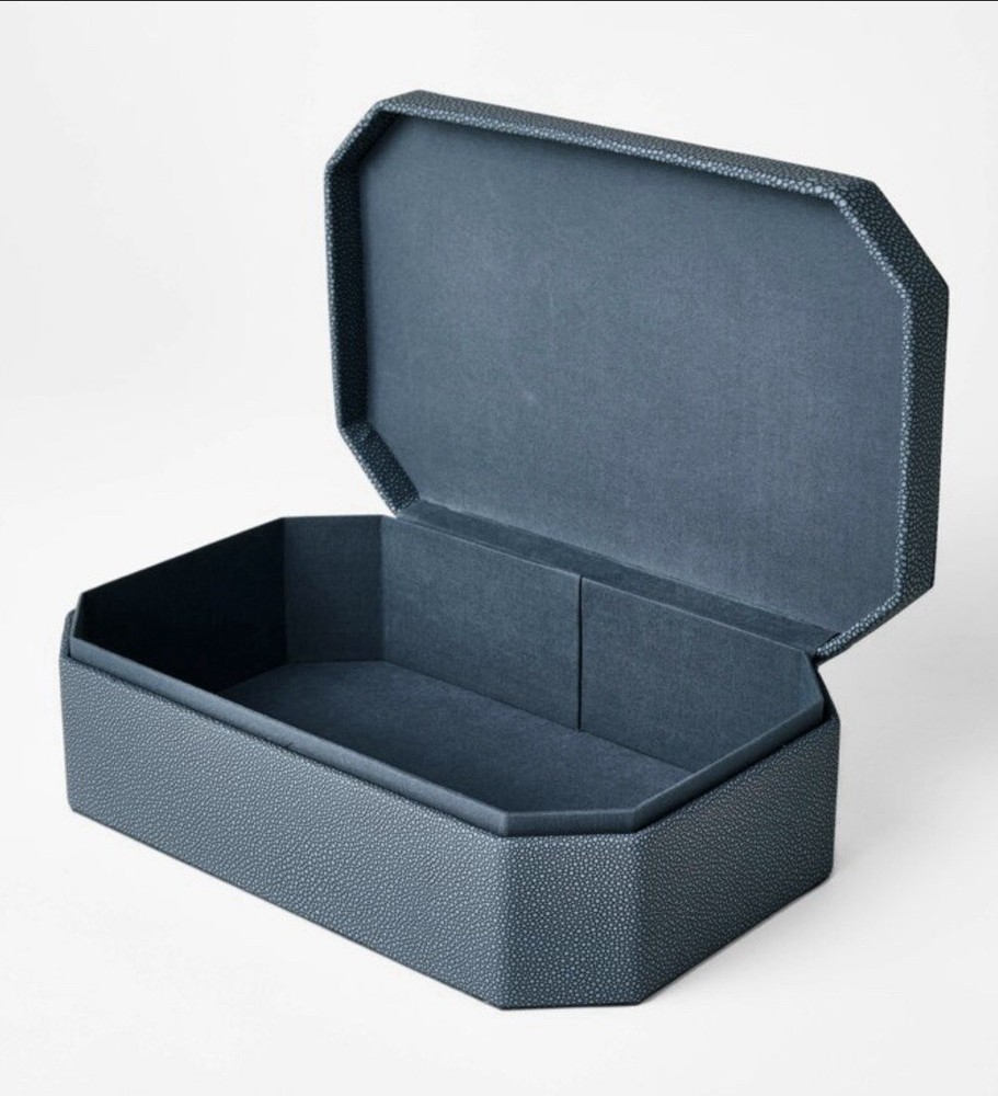 Large FAUX SHAGREEN BOX Blue STUDIO MCGEE Threshold Target HOME DECOR Storage