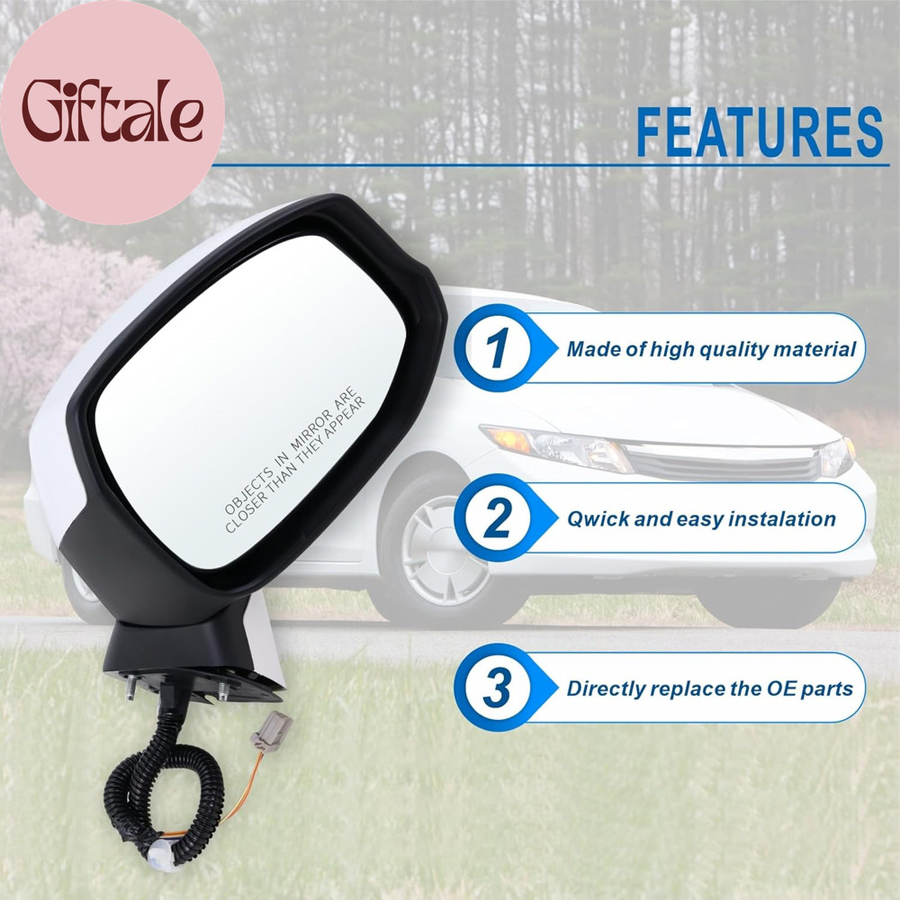 Right Passenger Side Mirror Compatible with 2012 2013 2014 2015 Honda CIVIC with