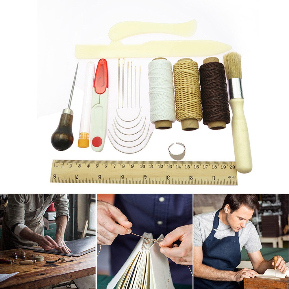 23 Pcs Bookbinding Kit Start Tools Set Bone Folder Paper Creaser Waxed Thread