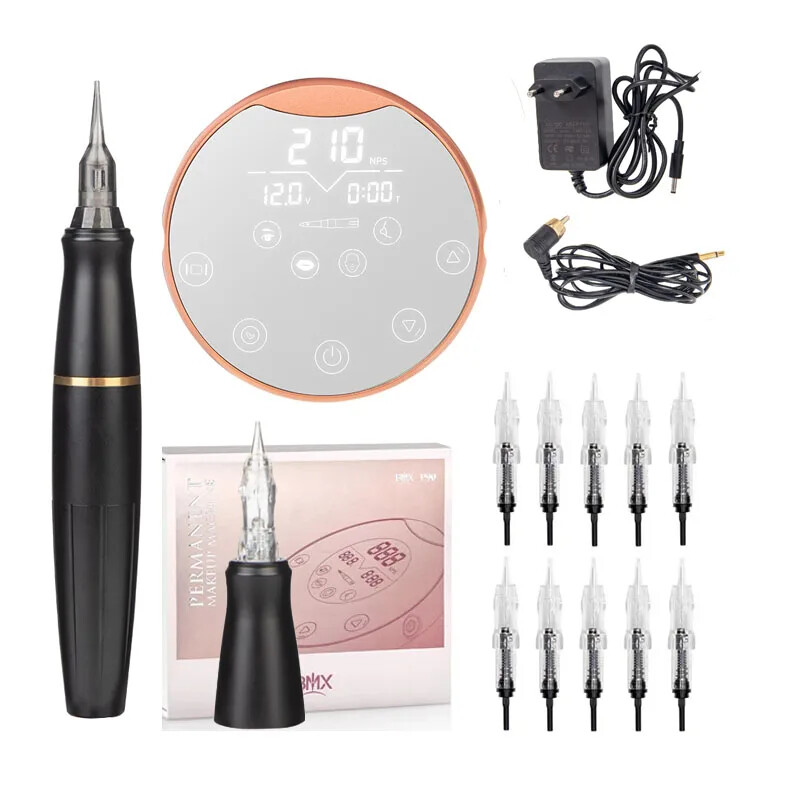 Complete Tattoo Machine Kit With 2Interface P90 Microblading Makeup Power Supply