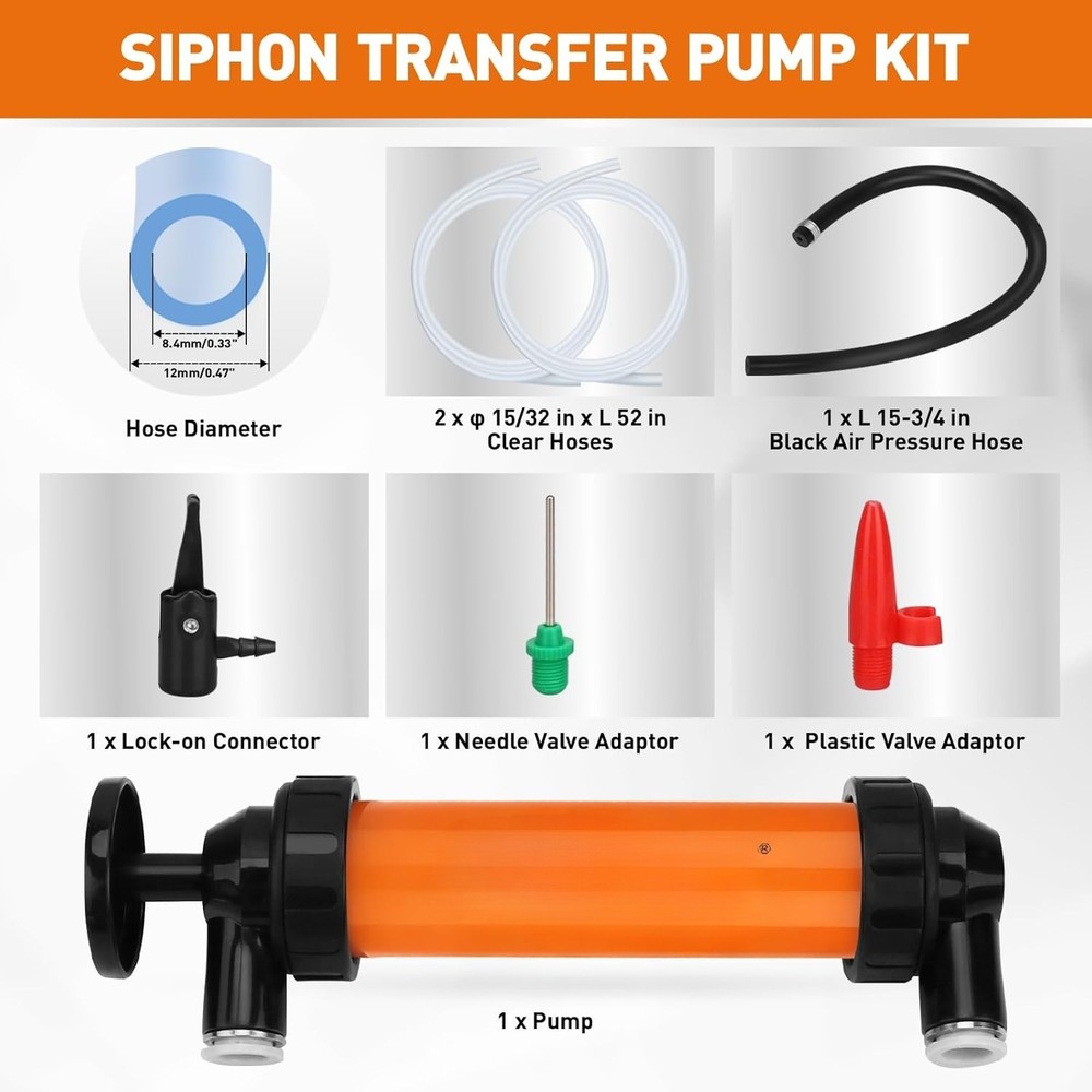 Multi-Function Siphon Transfer Pump Kit Manual Fuel Pump Adapter