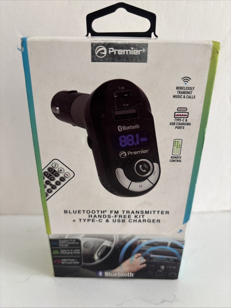 premier bluetooth fm transmitter Hands Free Kit Type C USB Charger