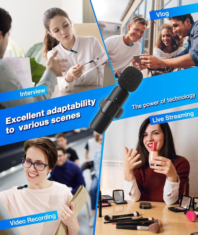 Wireless Lavalier Microphone for Android/iPhone/Computer/Laptop, Wireless Mic fo