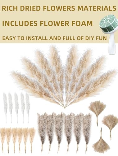 Fluffy Boho Wall decor - DIY pampas grass kits,Decorative pampas cloud,Mirror