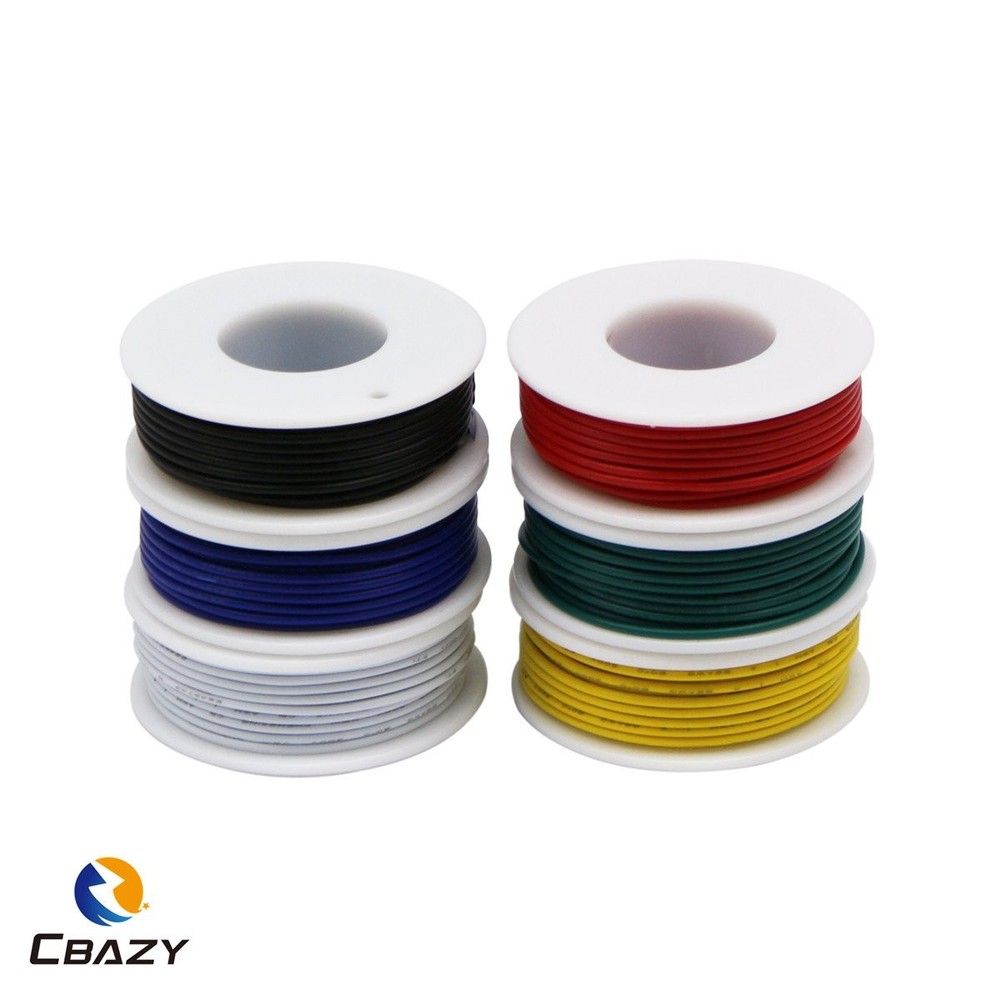 Electrical Wire Hook up Wire Kit (Solid Wire) 26 Gauge 6 Colors 32.8 feet Eac...