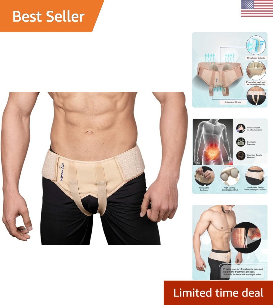 Men's Inguinal Hernia Belt - Durable Adjustable Design with Compression Pads