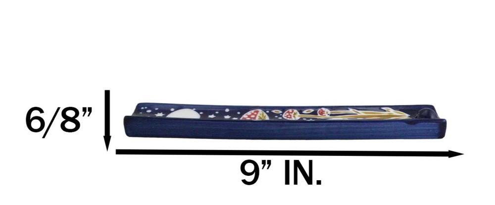 Ceramic Starry Night Moon Toadstool Mushrooms Forest Incense Burner Figurine