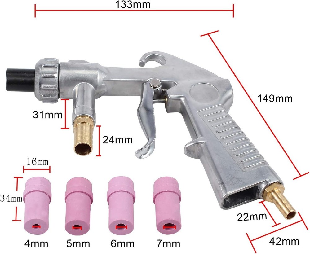 Heavy Duty Sandblasting Gun with Ceramic Nozzles