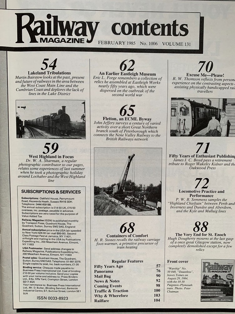 The Railway Magazine - 7 issues from 1981 to 1989