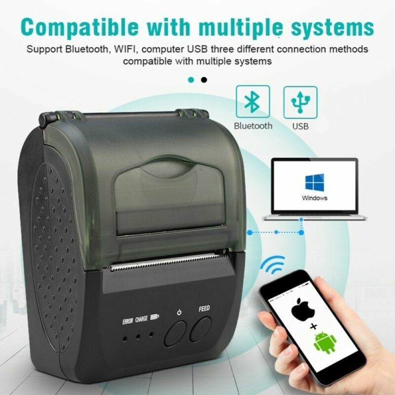 58mm Mini Portable Bluetooth Thermal Printer USB for Win Android iOS Printing