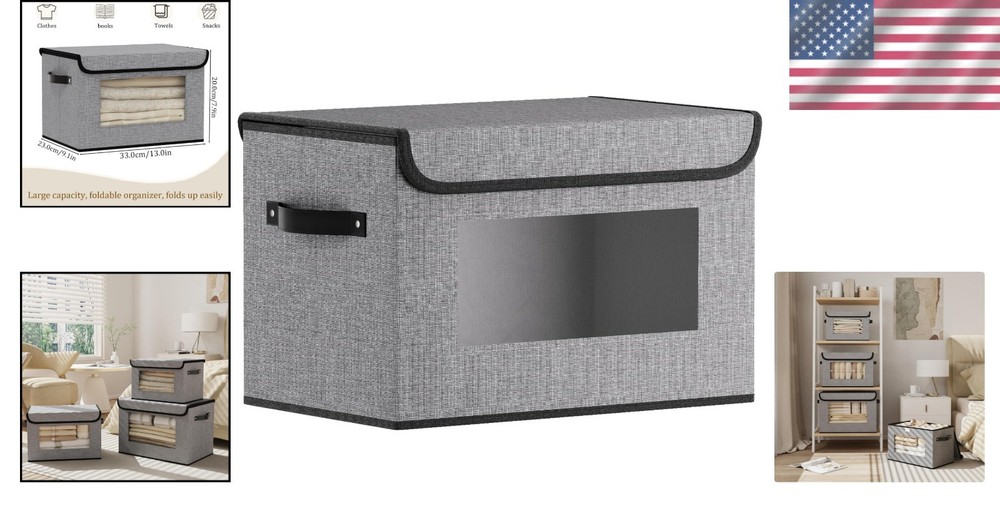 Space-Saving Linen Closet Bins - Stackable, Foldable, & Stylish Gray Storage