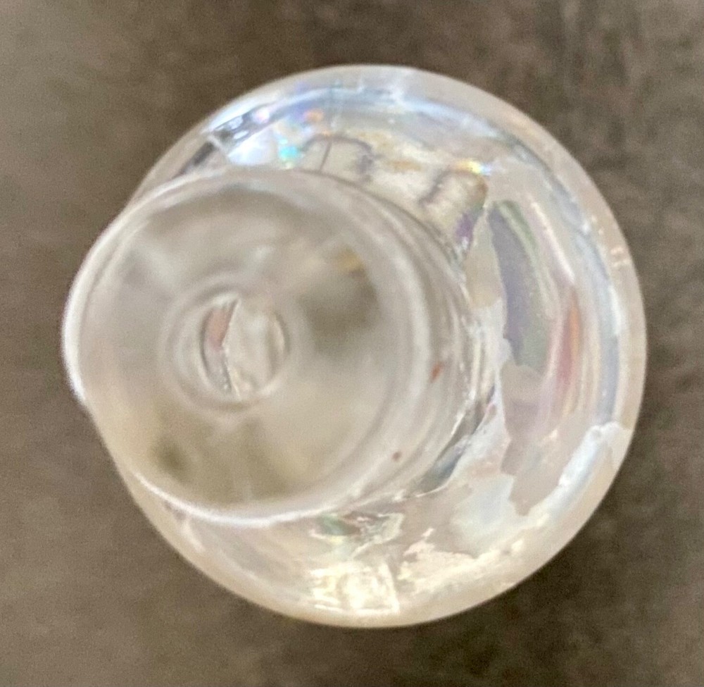Small Clear Iridized Glass Splash On Food Bottle