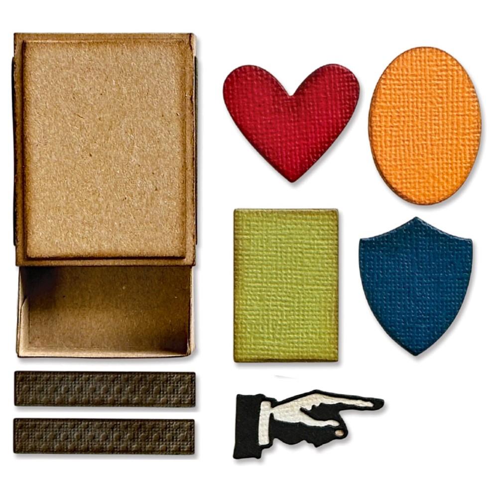 Sizzix Thinlits 10pc Vault Matchbox #666604 Retail $20.99 by Tim Holtz