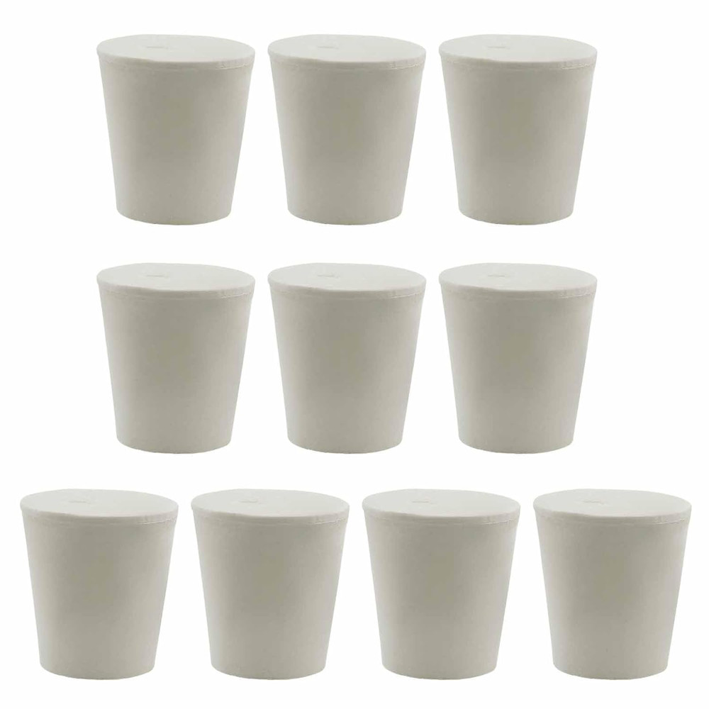 10 Pack Solid Rubber Stoppers - 3# Tapered Shaped Lab Bungs Plug - White Lab Plu