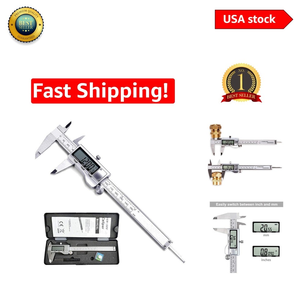 Precision Digital Caliper - Large LCD Screen, Waterproof Stainless Steel