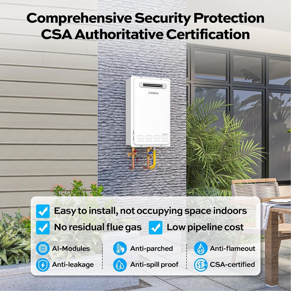 120,000 BTU Natural Gas Tankless Water Heater Outdoor Instant Hot 5.1 GPM - USED