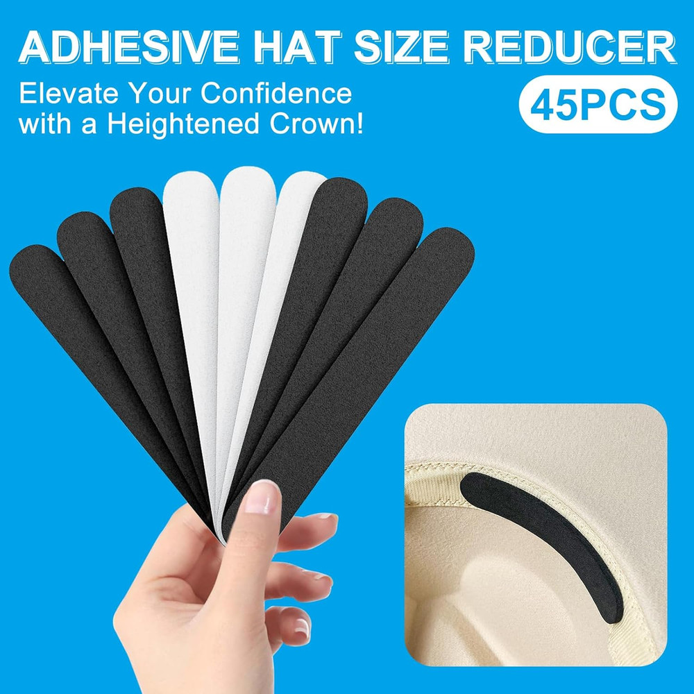 (Pack of 45 Hat Size Reducer, Hat Sizer Reducer Insert, Make Smaller Sweatband,