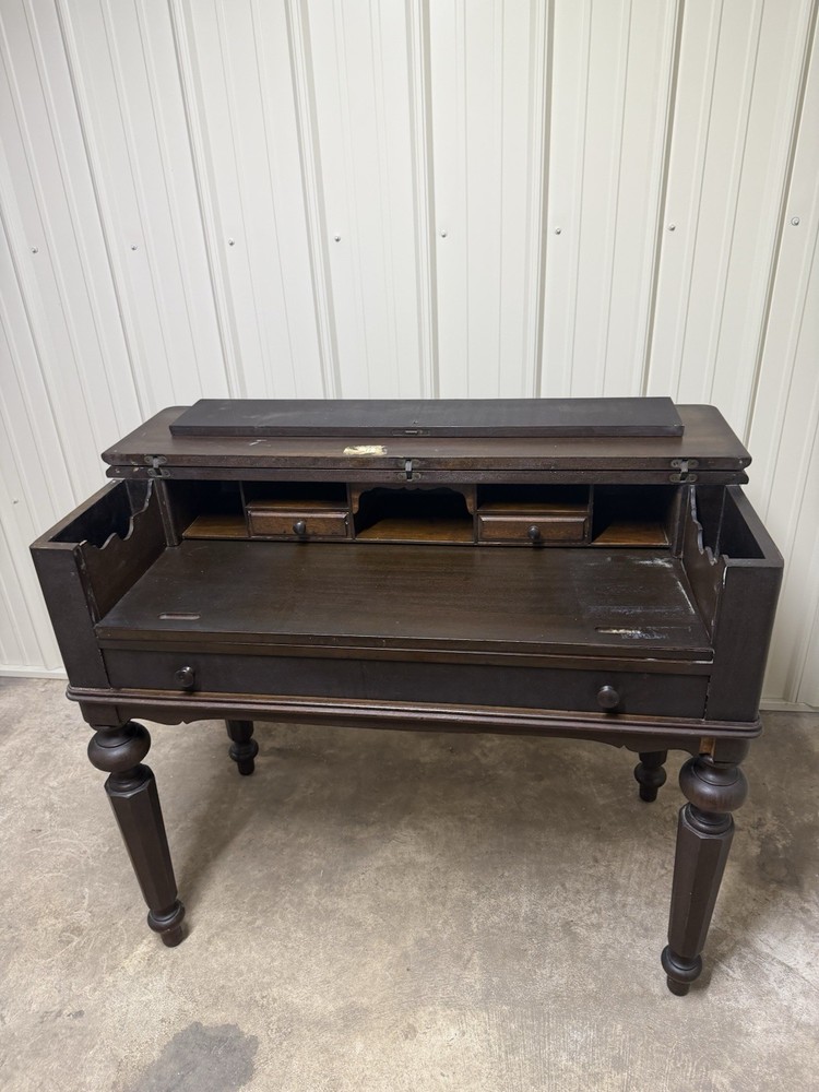 H.E. Shaw Spinet Writing Desk in solid dark Mahogany c.1900