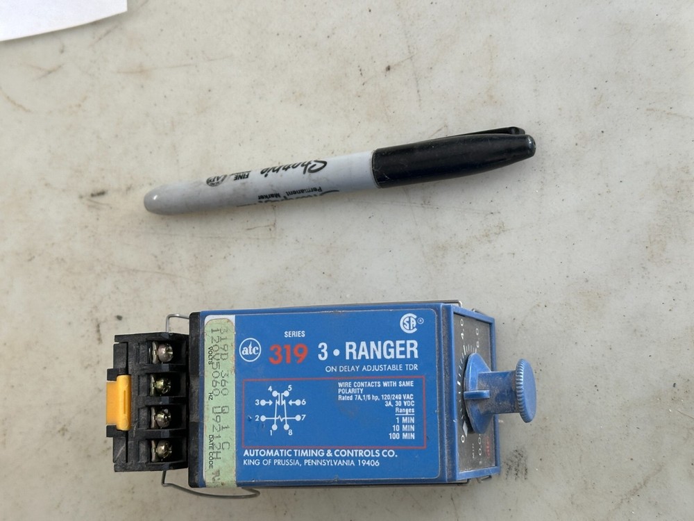 Automatic Timing Controls 319D 3 Ranger On Delay Adjustable TDR w/Socket