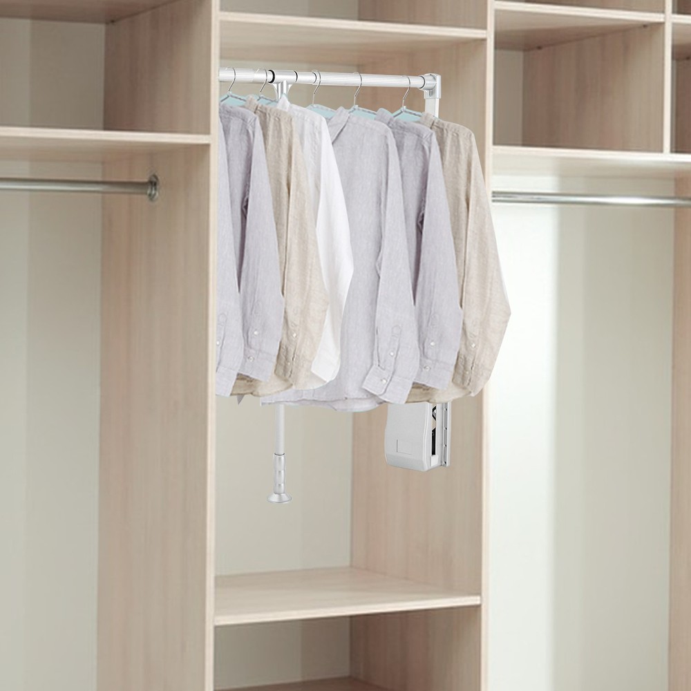 Closet Rod Closet-Mounted Pull Down Clothes Hanger Holder 35-47 Inch Adjustable