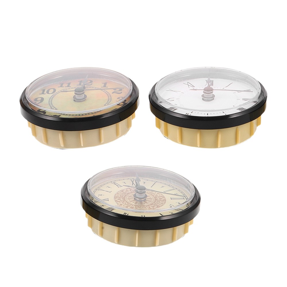 3 Pcs Embedded Quartz Clock Inserts Round Movement Mechanism Kit