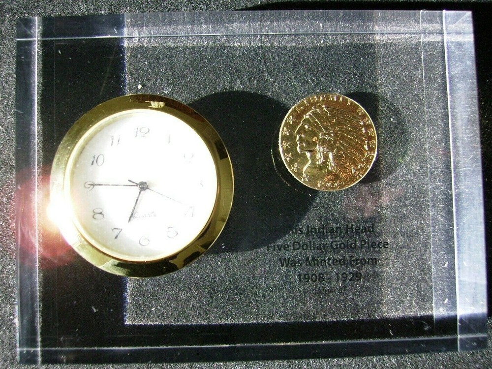 Numismatic Paperweight with Clock