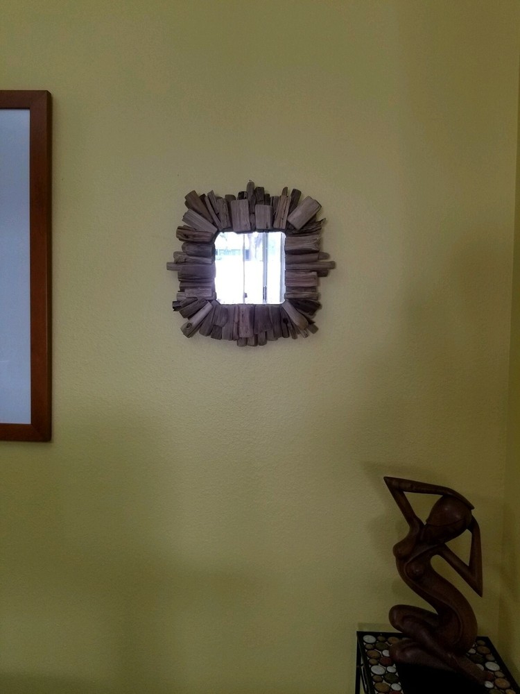Handmade Driftwood Mirror Square 10"x10"