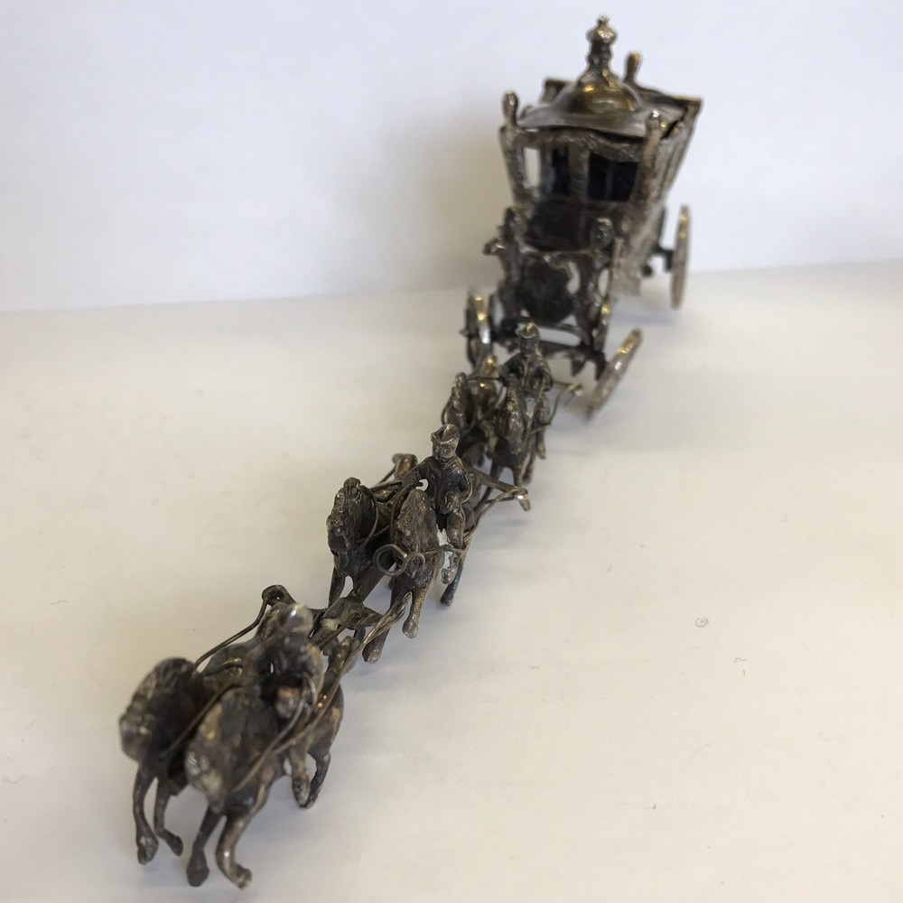 Fine Antique Solid Silver Miniature 1902 Coronation State Coach Salt 18cm