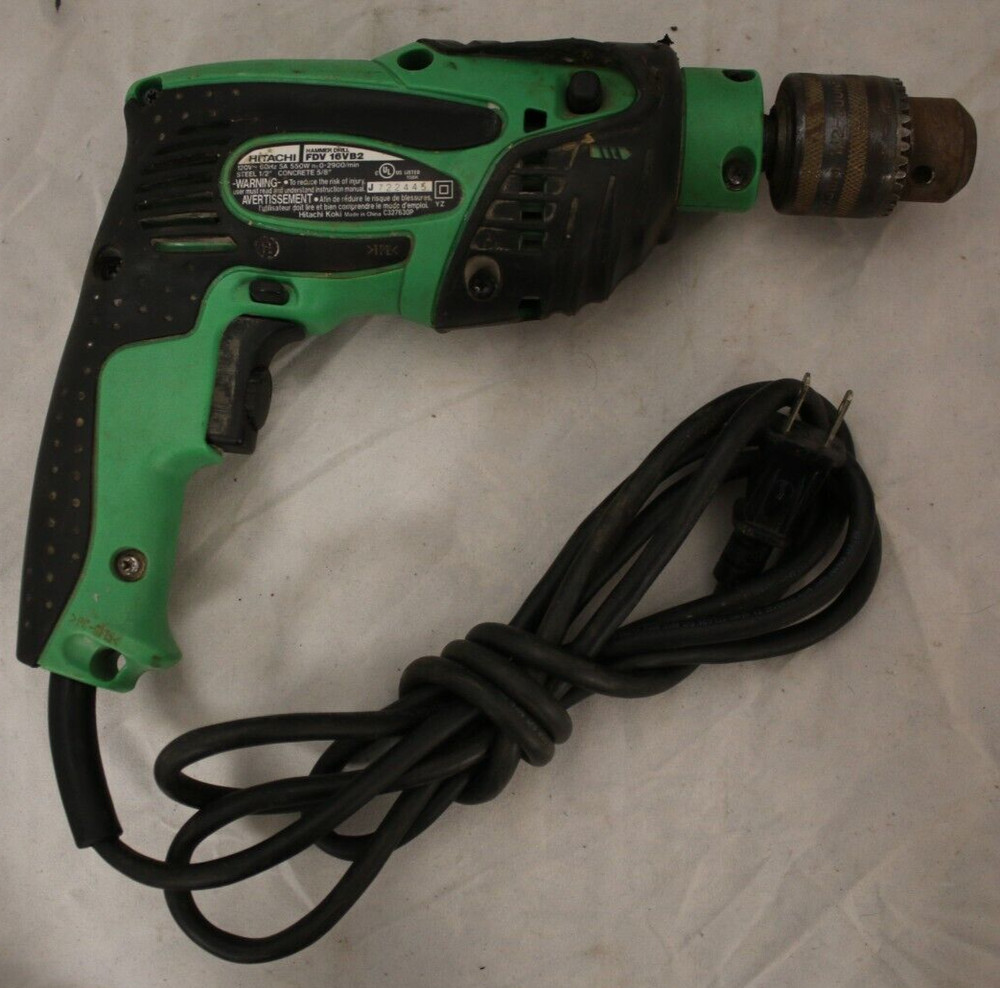 Hitachi Hammer Drill FDV 16VB2 W/ Case, auxiliary Handle, extra Drill Bits