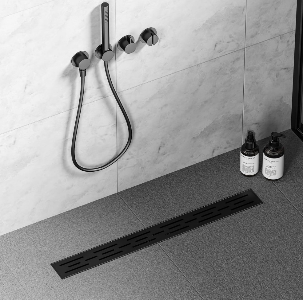 Neodrain 32 in Matte Black Linear Shower Drain, Rectangular Linear Shower Drain