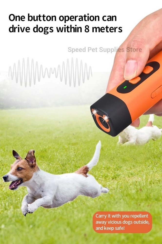 Rechargeable Ultrasonic Dog Bark Control Training Repeller LED Flashlight 🐕