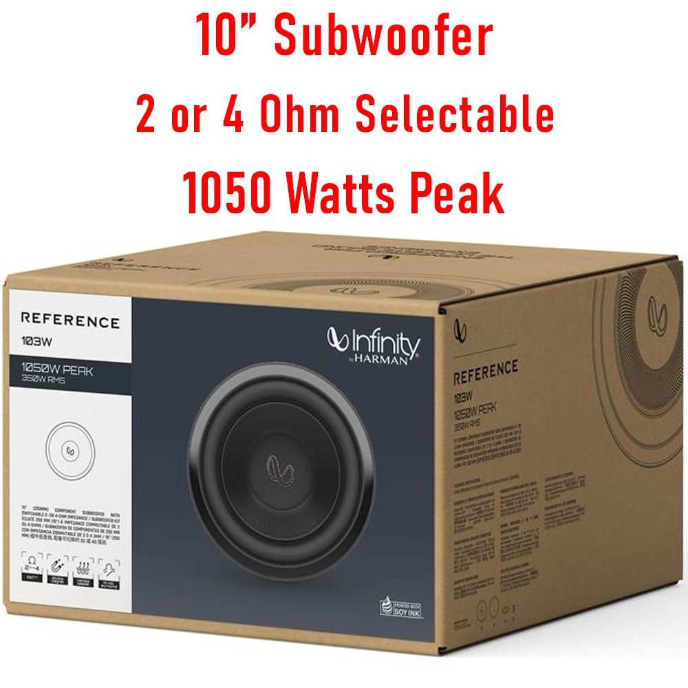 2 Infinity REF-103W 10" SVC 2 or 4 Ohm Switchable Subwoofer 1050 Watts Peak EACH
