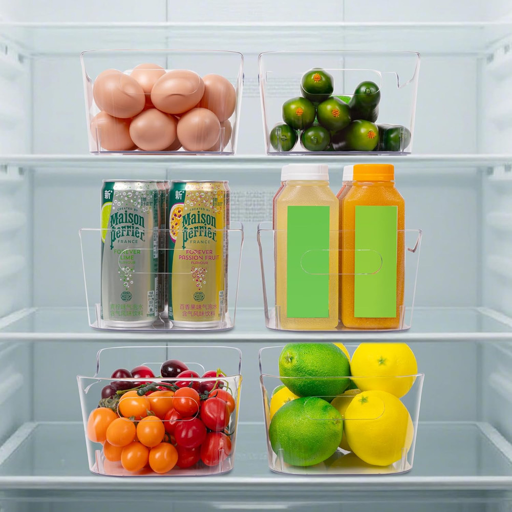 Set 8 Clear Plastic Storage Bins, 2 Extra Large and 6 Small Storage Containers