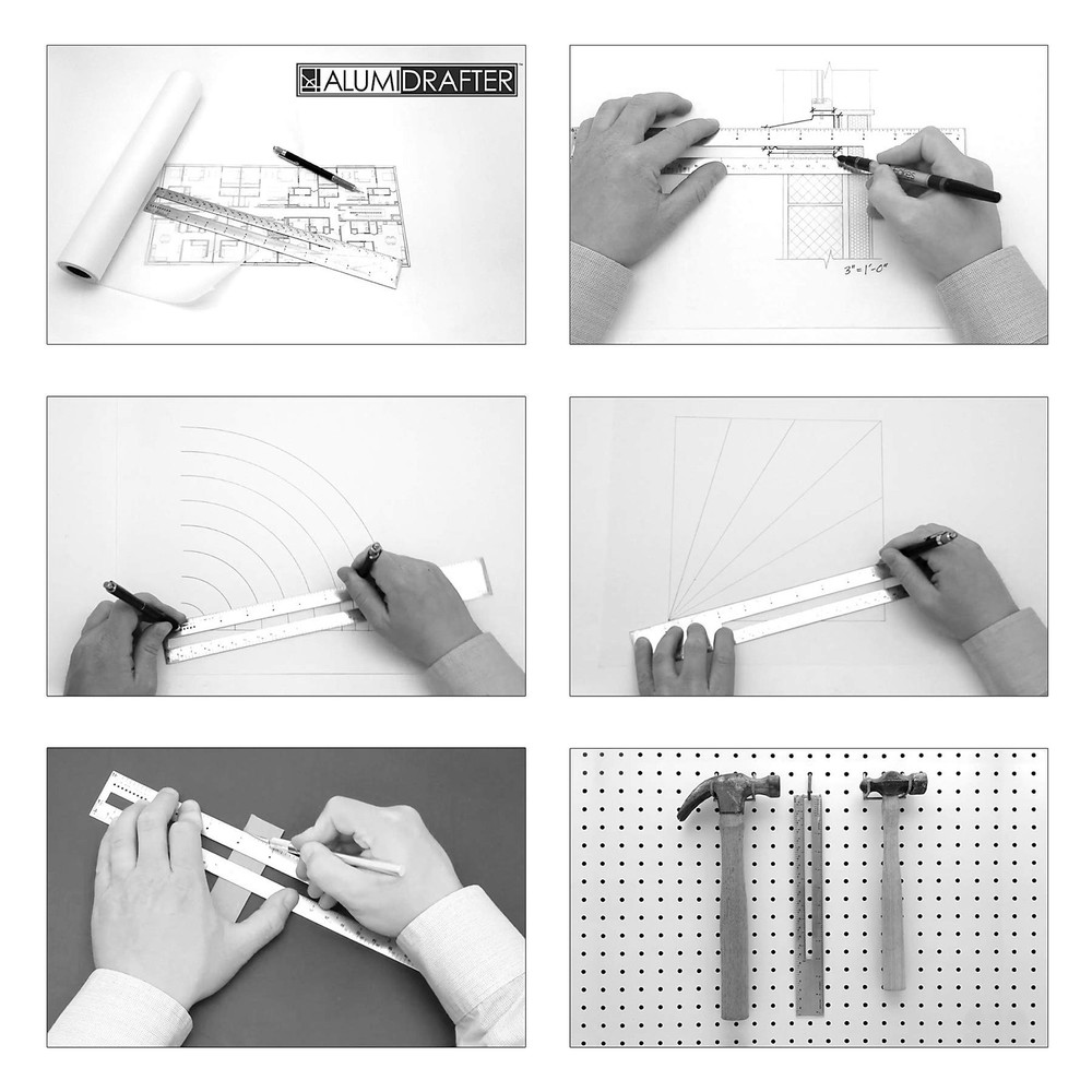 Alumicolor AlumiDrafter Combination Solid Drafting Tool, 12IN, Black