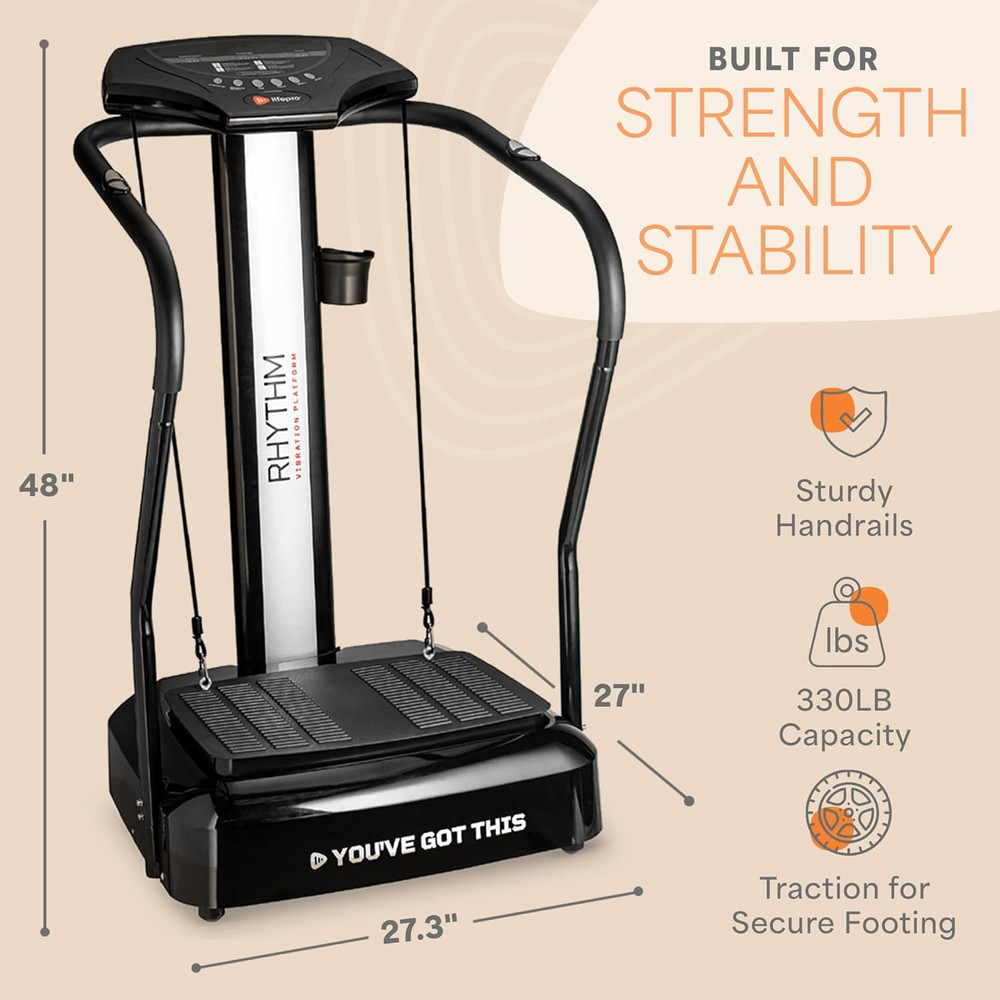 Rhythm Vibration Plate Exercise Machine with Handles for Balance Support – Vibra