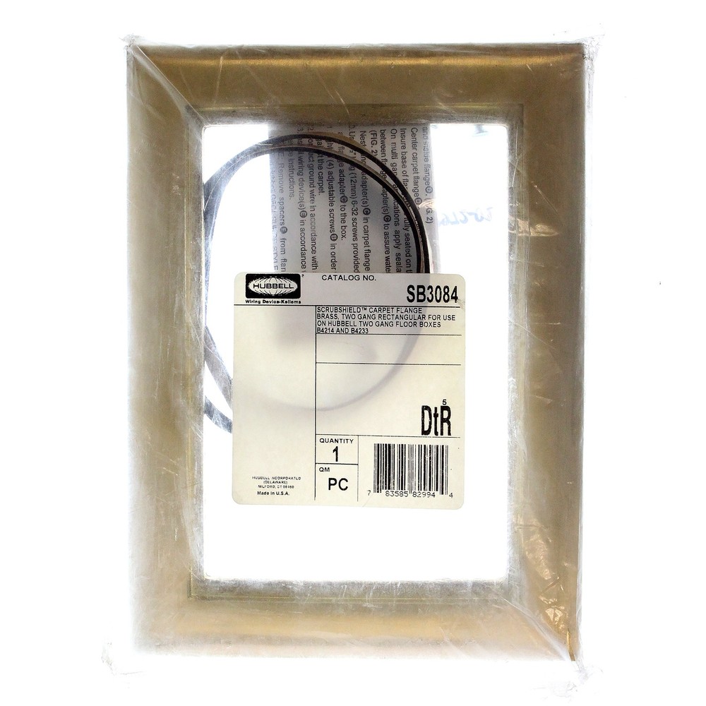 HUBBELL SYSTEMS SB3084 BRASS 2-GANG CARPET FLANGE RECTANGULAR