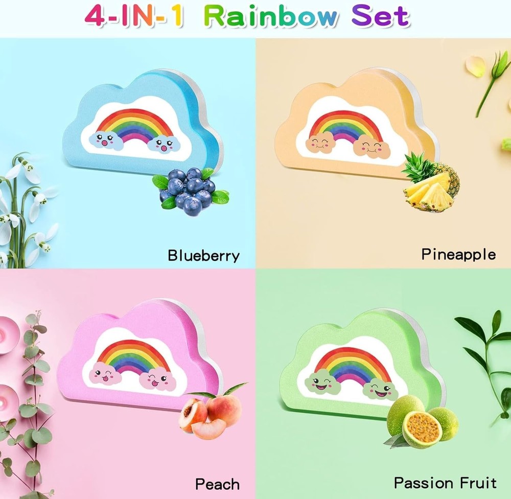Bath Bombs Set Kids Rainbow 4Pc Handmade Gift Set