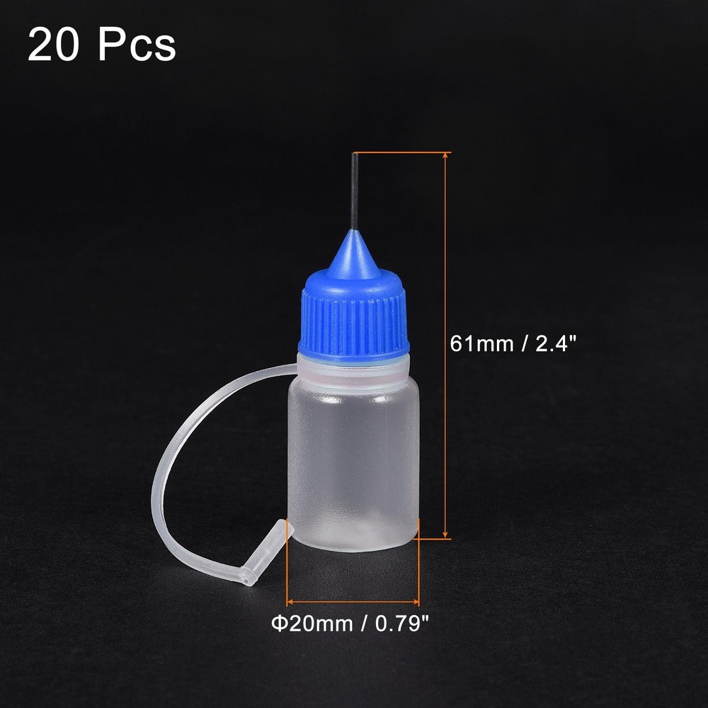 Needle Tip Bottle Precision Plastic Applicator 5ml Blue Hood 20pcs