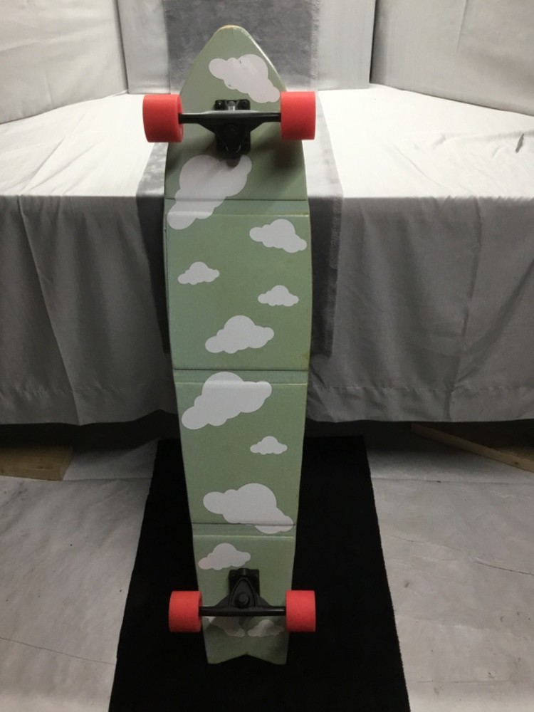 longboard or cruiser skatboard with custom cloud pattern