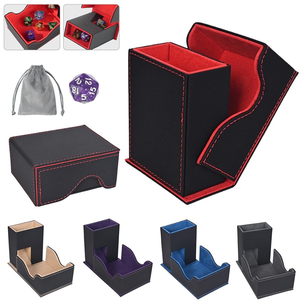 Dice Roller Tower Organizer Magnetic Foldable PU Leather Case for Table Gaming